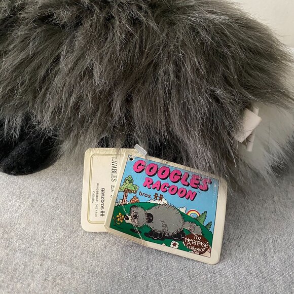 NWT Vintage Ganz The Heritage Collection Googles Raccoon Grey White 18” 1988 - Picture 10 of 16